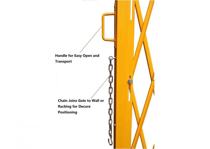 Κίτρινα διπλώνοντας εμπόδια ασφάλειας ακκορντέον πυλών εμποδίων Max που ανοίγουν 20 " Χ 52 ½» υψηλό